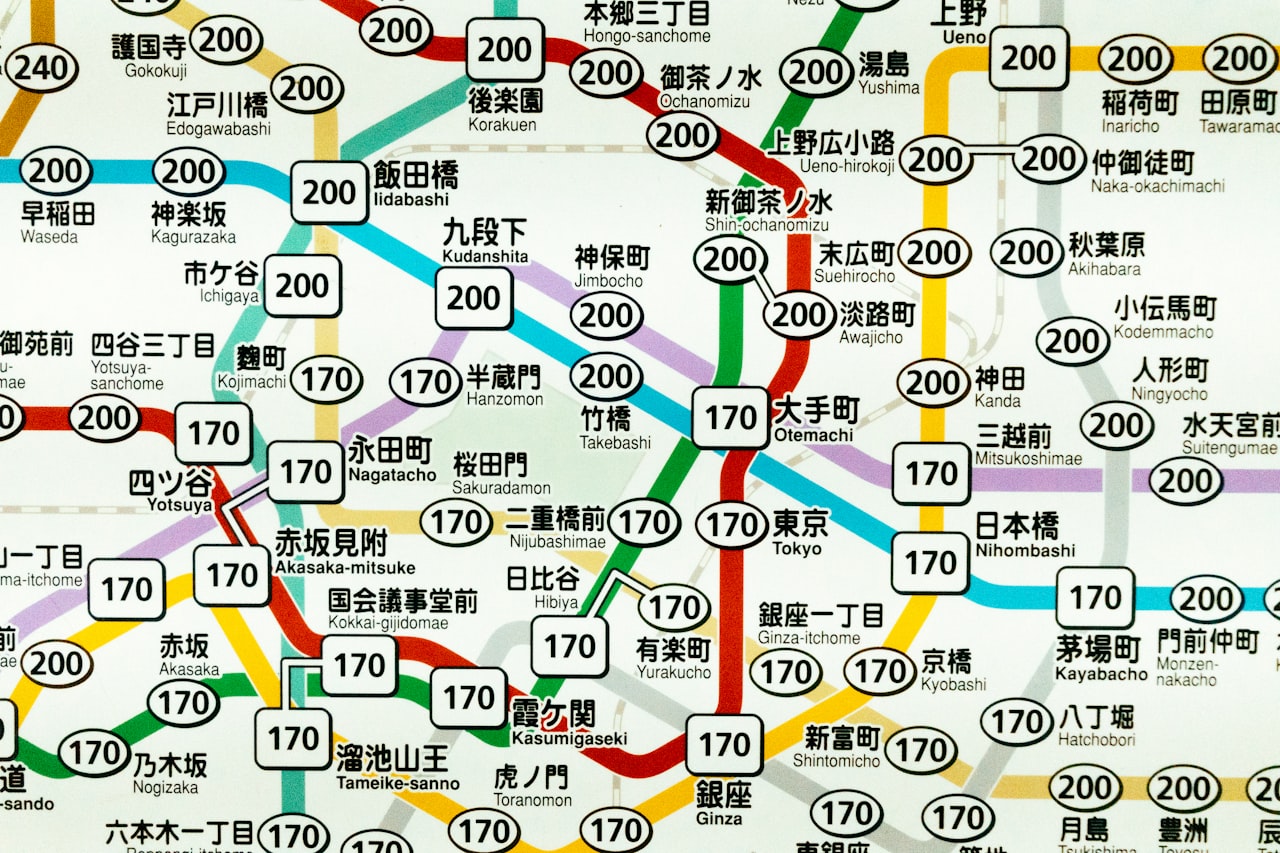 Tokyo subway and train route map